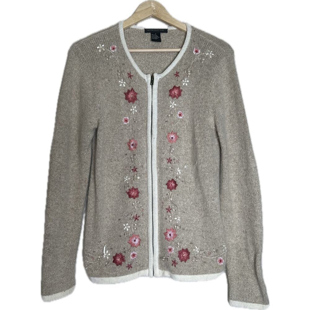 VTG + MOONLIGHT BAY Cardigan Sweater Women S Cottagecore Grannycore‎ Embroidered